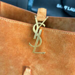 Saint Laurent Le 5 A 7 Supple Small In Suede Coffee